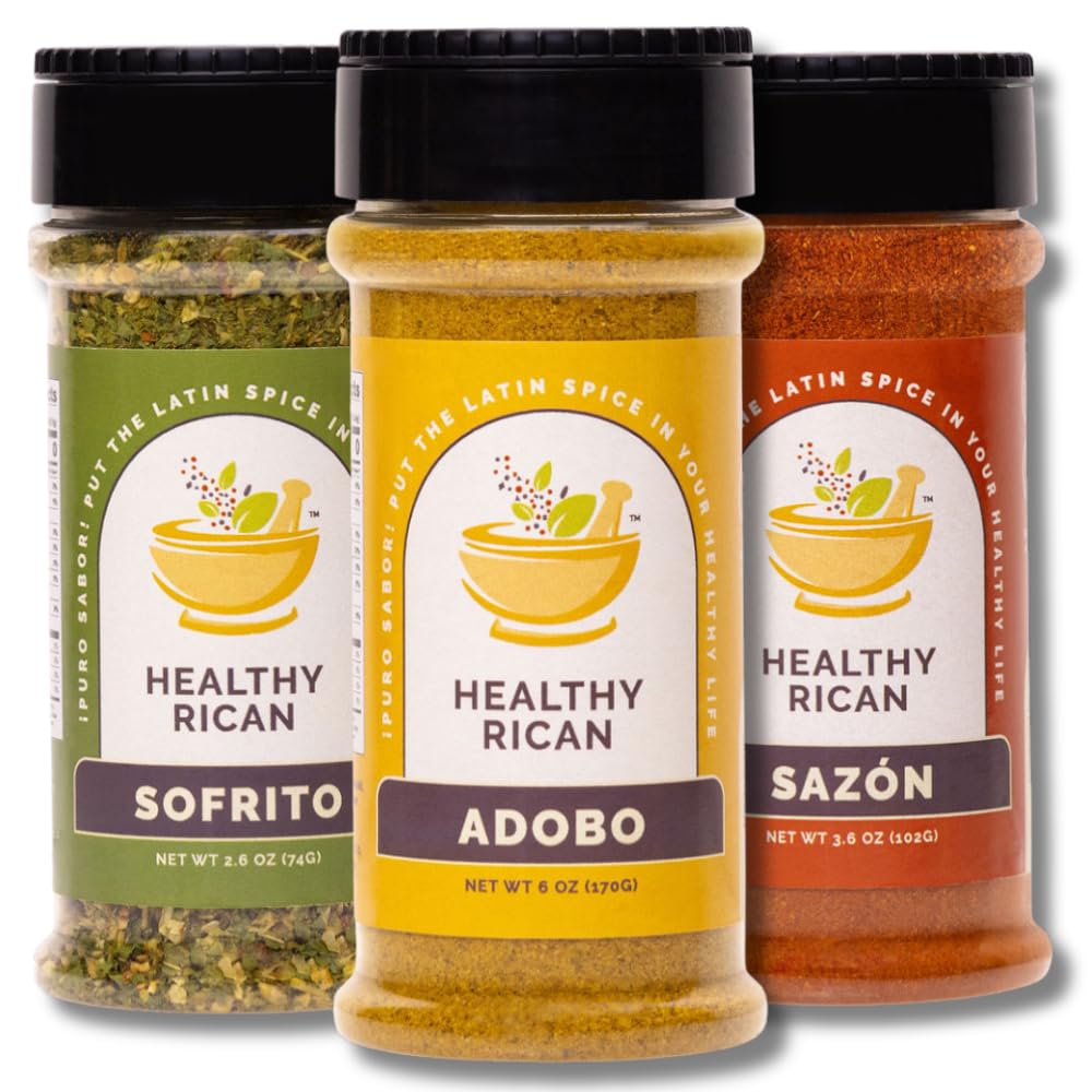 Healthy Rican Adobo Sazon bottle front ready to season meats for rich flavor