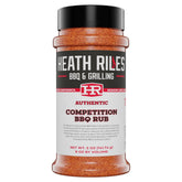 Heath Riles BBQ Rub bottle pour shows authentic competition seasoning for bold, reliable flavor.
