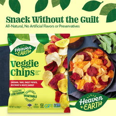 Heaven & Earth crisp vegetable chips close-up show delicate crunch.