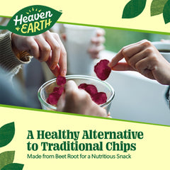 HEAVEN & EARTH Beet Chips on a plate, perfect for dipping and sharing.