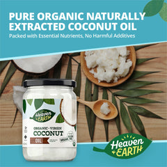Heaven & Earth coconut oil with high smoke point for sautéing.