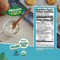 Heaven & Earth coconut oil pour for versatile kitchen and beauty routines.