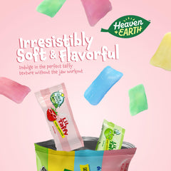 Heaven and Earth Lil Taffy Fruit Mix variety flavors displayed for tasty snacking.