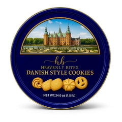 Heavenly Bites Danish Style Butter Cookies in a decorative tin, ideal for gifting