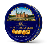 Heavenly Bites Danish Butter Cookies in a 32-oz tin, ideal for gifting.