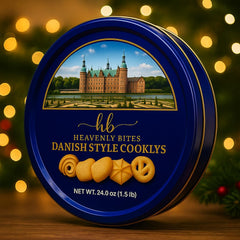 Heavenly Bites gift tin of Danish butter cookies ready to share