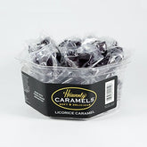 Heavenly Caramel licorice-flavor tub; soft, chewy caramels ready for sharing.
