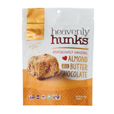 Heavenly Hunks almond butter chocolate chip bag, ready for on-the-go snacking.