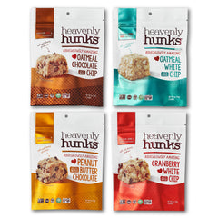 Heavenly Hunks Variety Pack 4-pack on a counter, a convenient healthy snack.