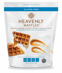 Heavenly Waffles Mix pour batter for fluffy, protein-rich breakfast