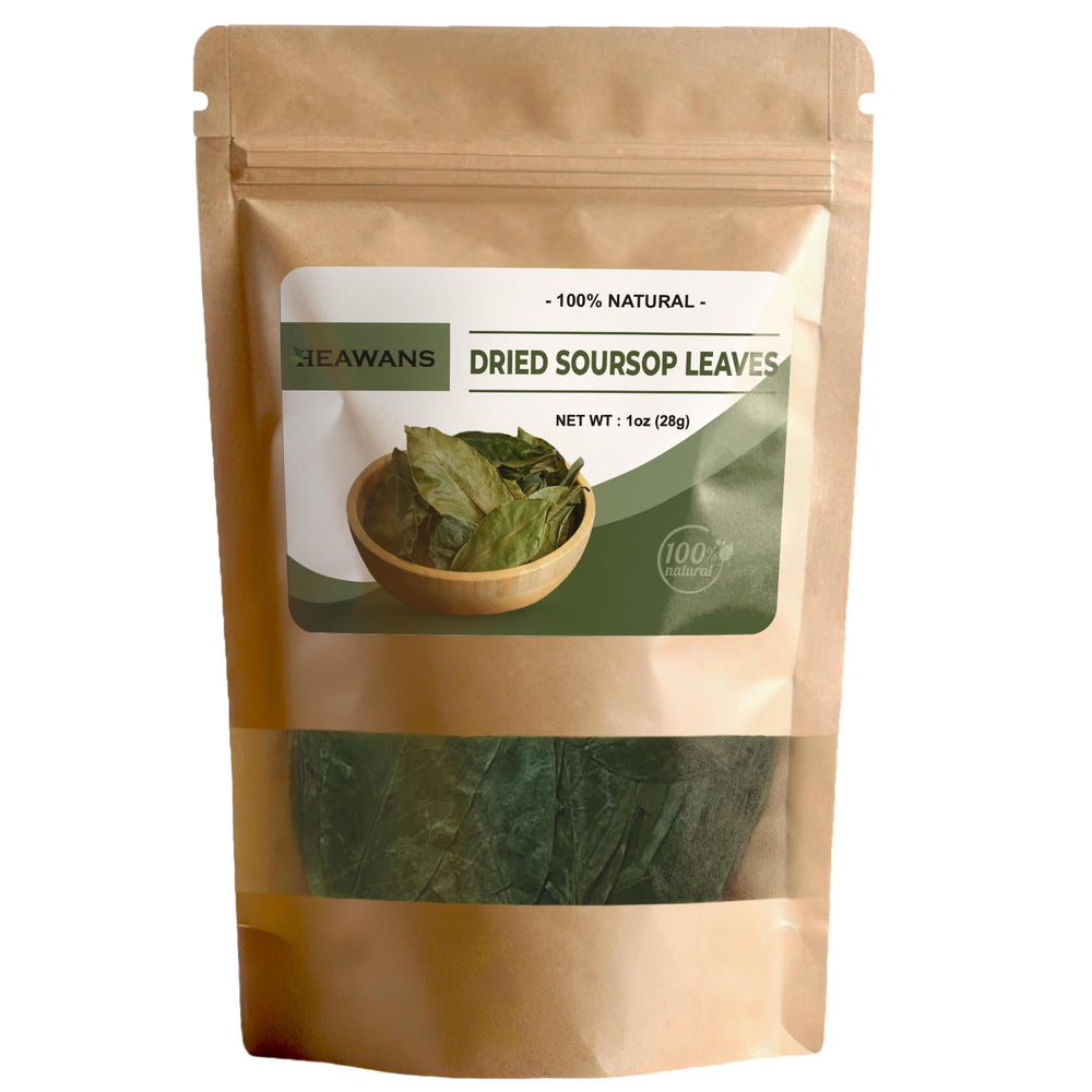 Heawans Soursop leaves air-dried in a resealable pouch for fresh tea flavors.