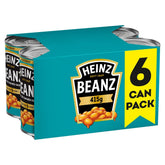 Heinz Baked Beanz pack of six cans for quick pantry meals.