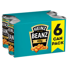 Heinz Baked Beanz pack of six cans for quick pantry meals.