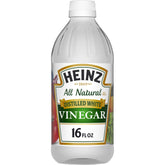 Heizm distilled white vinegar bottle front showcases versatile kitchen staple for canning and marinades.