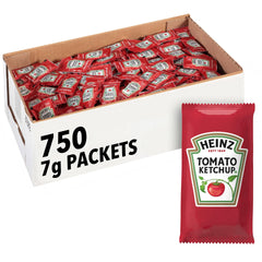 Heinz Ketchup single-serve packet close-up showing convenient meals