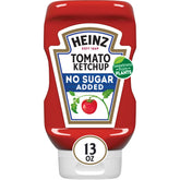 HEINZ No Sugar Added ketchup bottle on a table for easy family meals