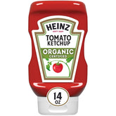 HEINZ Organic Tomato Ketchup bottle top with flip cap for clean pouring