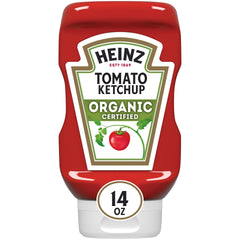 HEINZ Organic Tomato Ketchup bottle top with flip cap for clean pouring