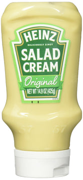 HEINZ Salad Cream bottle front view, ready to boost sandwiches.