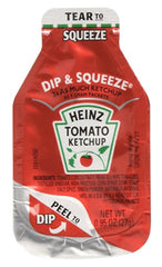 HEINZ Tomato Ketchup single-serve packets, convenient for lunches and on-the-go meals.