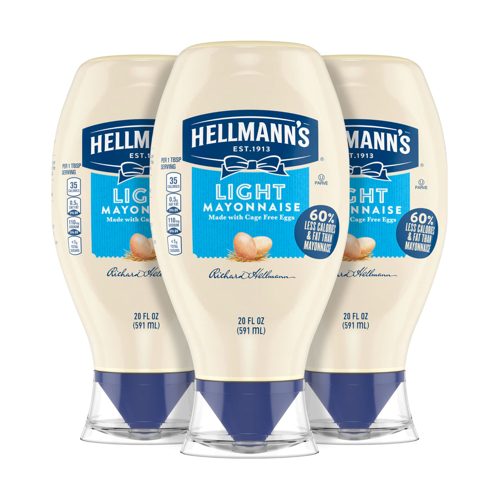 Hellmann's Light Mayonnaise squeeze bottle ready for precise sandwich spreading