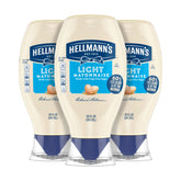 Hellmann's Light Mayonnaise squeeze bottle ready for precise sandwich spreading