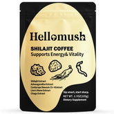 Hellomush Organic Shilajit Coffee packaging signals premium daily energy.