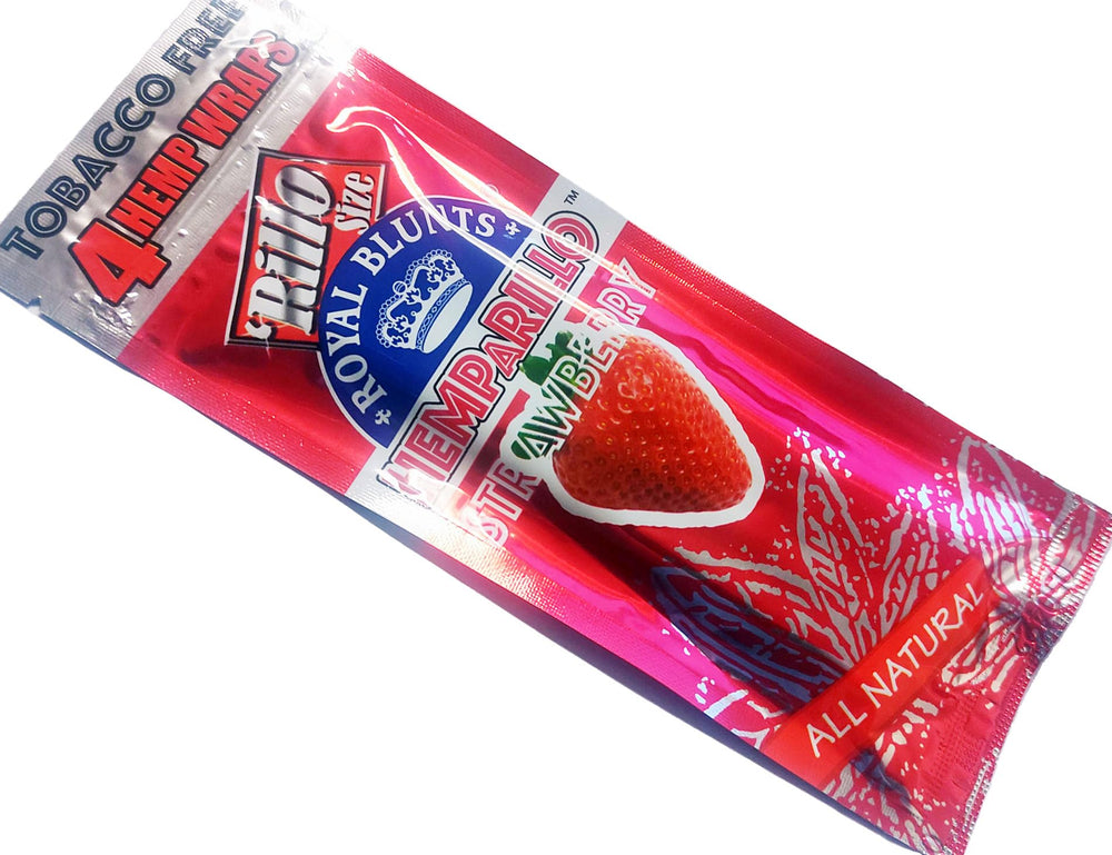 Hemparillo strawberry hemp wrap with four per pack for easy sharing.