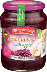Hengstenberg Cabbage Red Apple jar close-up highlighting rich horseradish flavor.