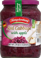 Hengstenberg Cabbage Red Apple jar label showcasing premium quality and heritage.