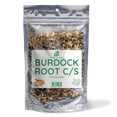 Herb To Body burdock root cut and sifted in a resealable bag for herbal prep