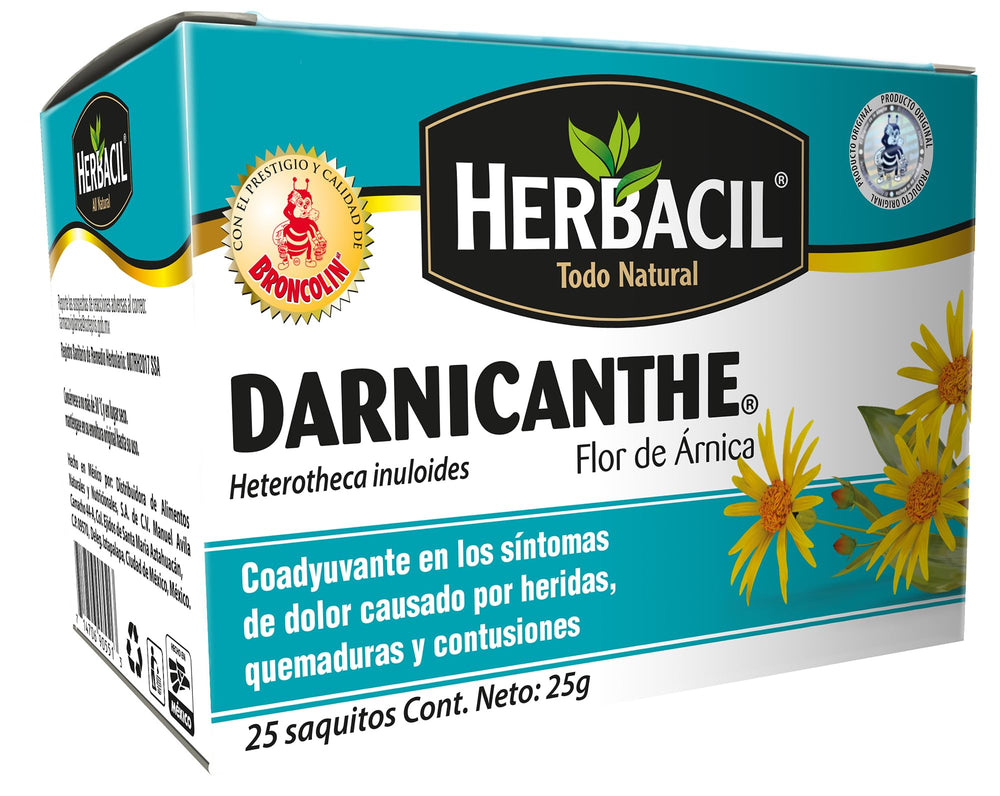 Herbacil arnica tea bags 25-count for a comforting tea ritual.