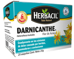 Herbacil arnica tea bags 25-count for a comforting tea ritual.