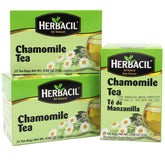 Herbacil Chamomile Tea bags in a box for a caffeine-free evening ritual