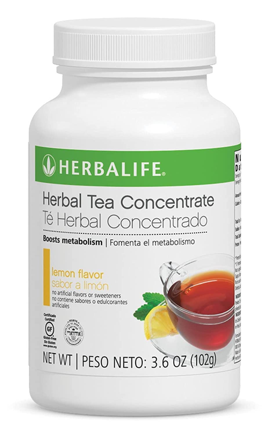 Herbalife Lemon Tea Concentrate bottle – energizing caffeine boost for busy days.