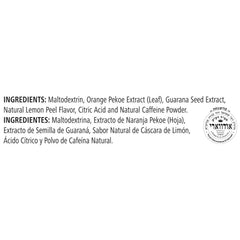 Label close-up of Herbalife NRG Nature's Raw Guarana Tea highlighting natural ingredients.