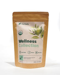 Herbaly Organic Herbal Tea packaging front shows premium, natural ingredients