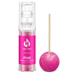 Herbeklab pink edible glitter spray in a 10g bottle adds vibrant shimmer to desserts