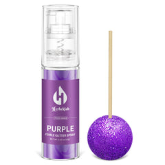 Herbeklab purple-edible-glitter-spray-bottle showing vibrant shimmer on desserts