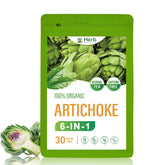 HerbOLITHIC Artichoke Tea packaging showcases caffeine-free detox option.