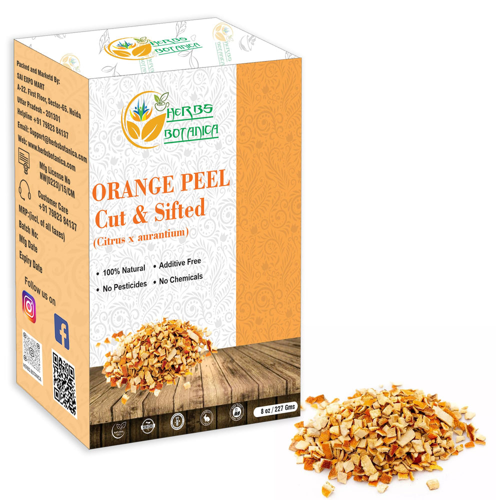 Herbs Botanica dried orange peel packaging for pantry storage and freshness.