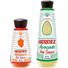 Herdez Habanero Hot Sauce 5oz bottle pour adds fiery depth to tacos.