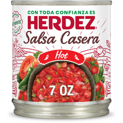 Herdez Salsa Casera Hot ingredients highlighting tomatoes and jalapeños