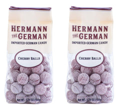 Hermann the German hard candy cherry balls, 2-pack, ideal for gifting or a quick flavorful break.