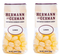 Hermann the German lemon hard candy two-pack, gluten-free and dairy-free for festive snacking.