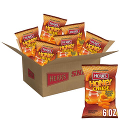 Herr's Honey Cheese Curls pack shot showing gluten-free snack for gatherings
