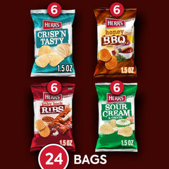Herr's variety chip pack displayed on office desk for quick breaks and team tastings.