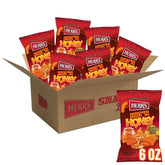 Herr's Hot & Honey Cheese Curls bag front for a crunchy lunchbox snack.