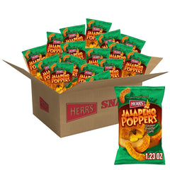 Herr's Jalapeño Poppers Cheese Curls packaging showing bold cheddar flavor