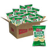Herr's Sour Cream and Onion ripple chips in bag with bold tangy flavor